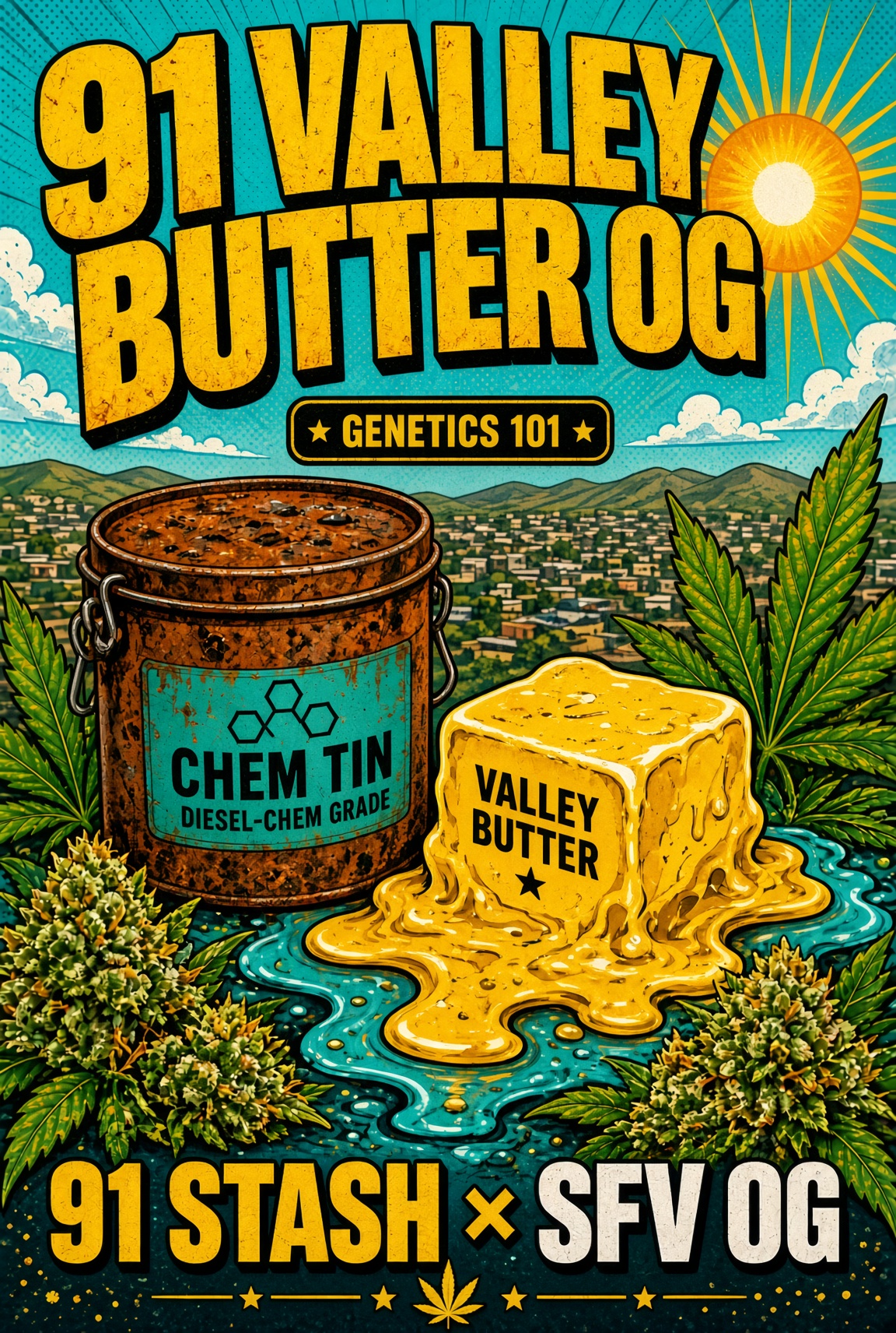 91 Valley Butter OG cover art by Genetics 101, 91 Stash crossed with SFV OG