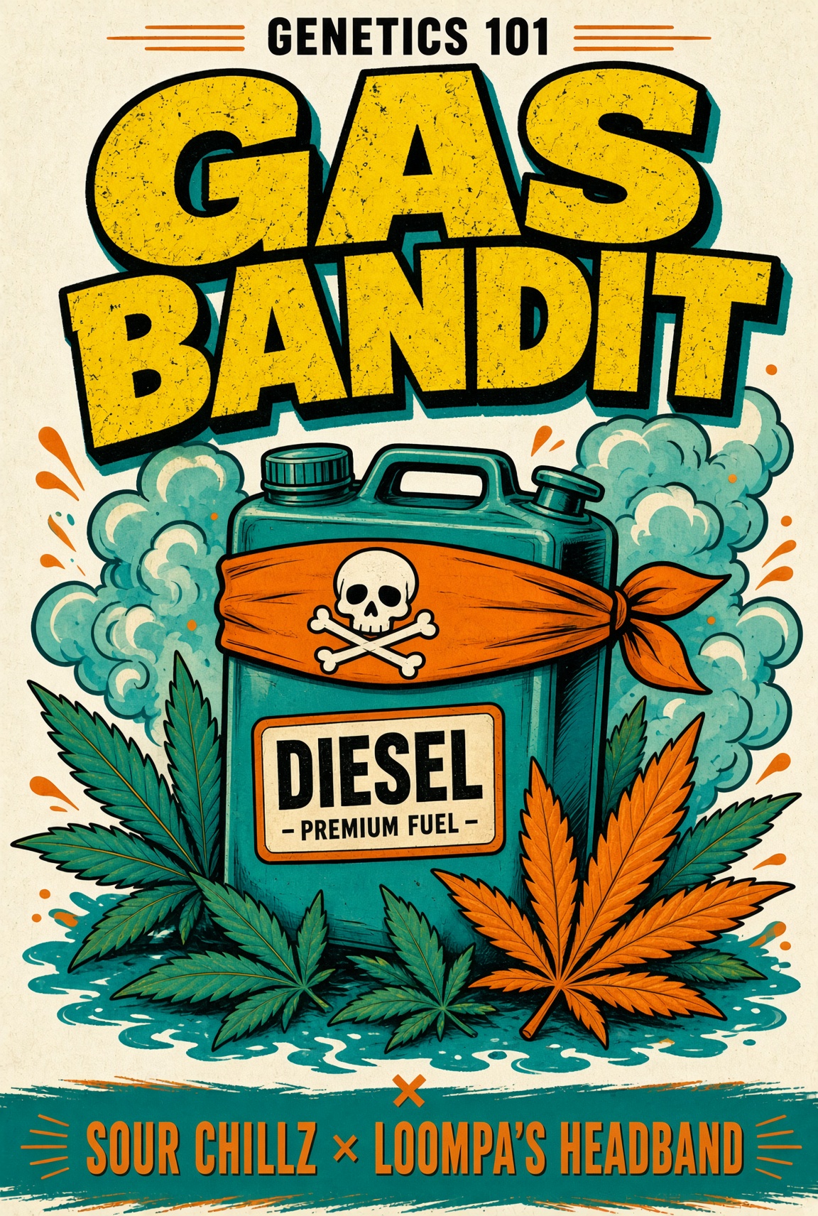 Gas Bandit cover art by Genetics 101, Sour Chillz crossed with Loompa's Headband