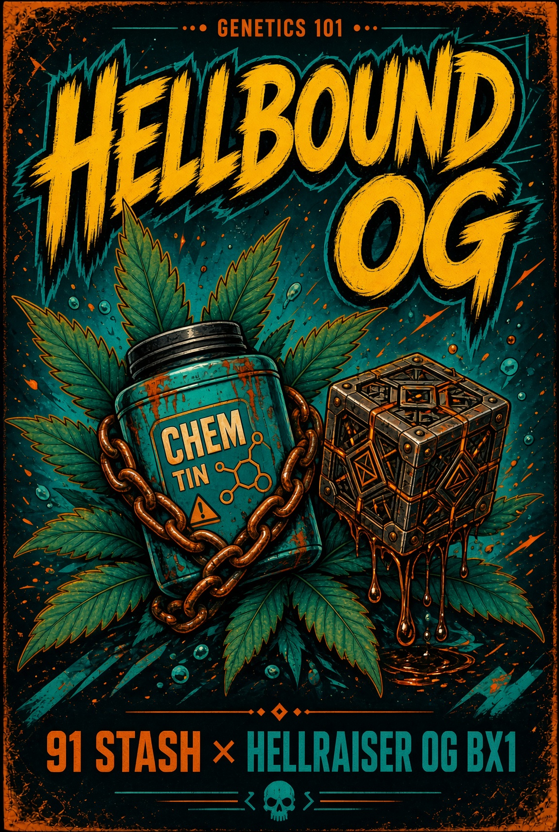 Hellbound OG cover art by Genetics 101, 91 Stash crossed with Hellraiser OG BX1