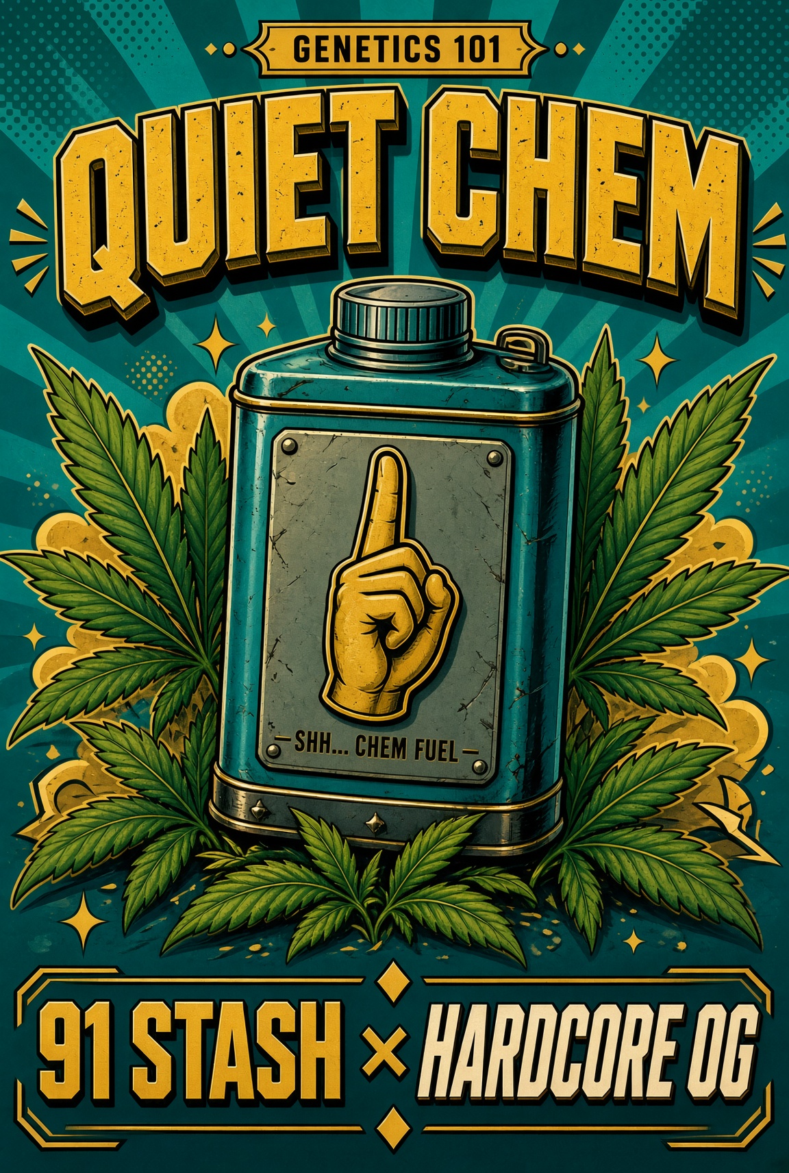 Quiet Chem cover art by Genetics 101, 91 Stash crossed with Hardcore OG